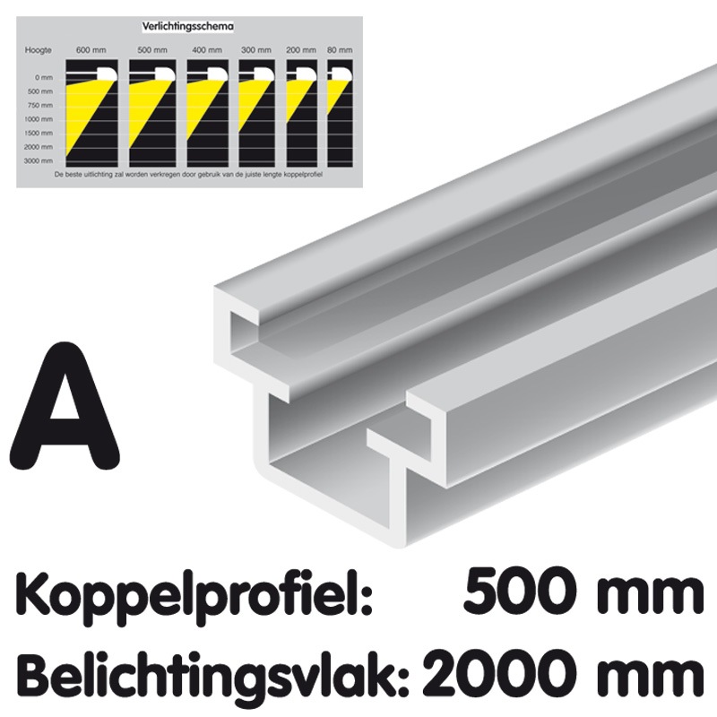 Kupplungsstück Aluminium für Lichttunnel, 500 mm, eloxiert