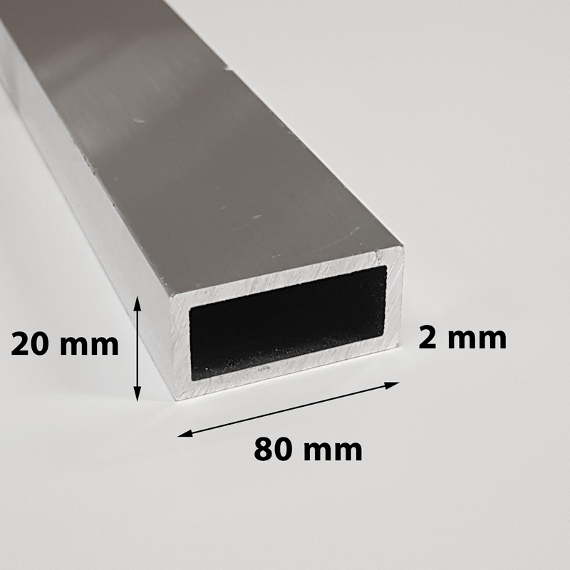 Aluminium tube square 80 x 20 x 2 mm