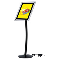 menu board with led a3 black curved leg