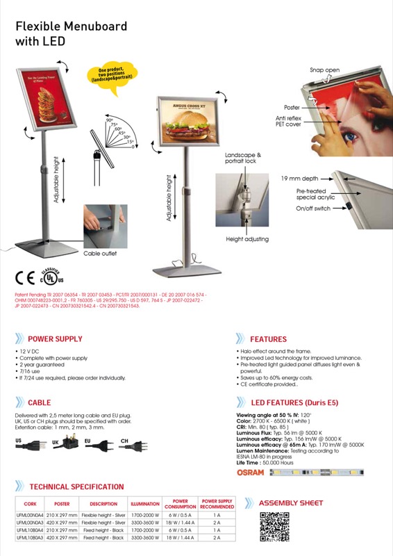 Infoständer mit LED A3 verstellbar