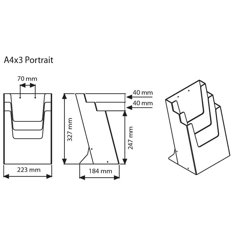 Multiple pocket leaflet dispenser a5 x 3