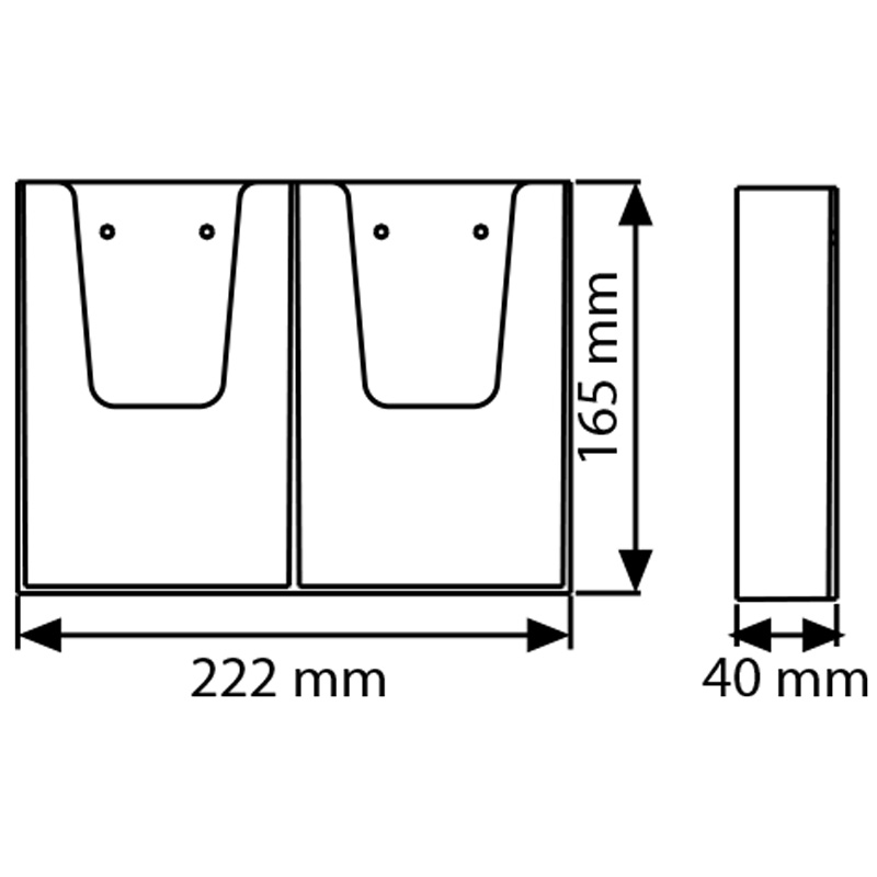 Leaflet dispenser for wall 1 3 a4 x 2