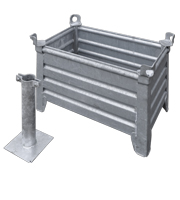 galvanized steel container with accessories for flagpoles