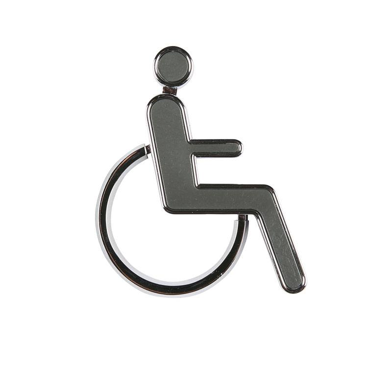 Toilet Signs Chrome Handicap, Grey panel, 100 mm höhe